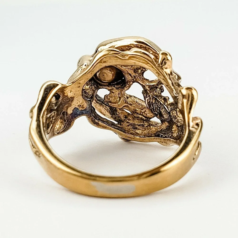 JP Sterling Ring Gold Vermeil Sterling Silver 5.5 Green Tourmaline Brutalist